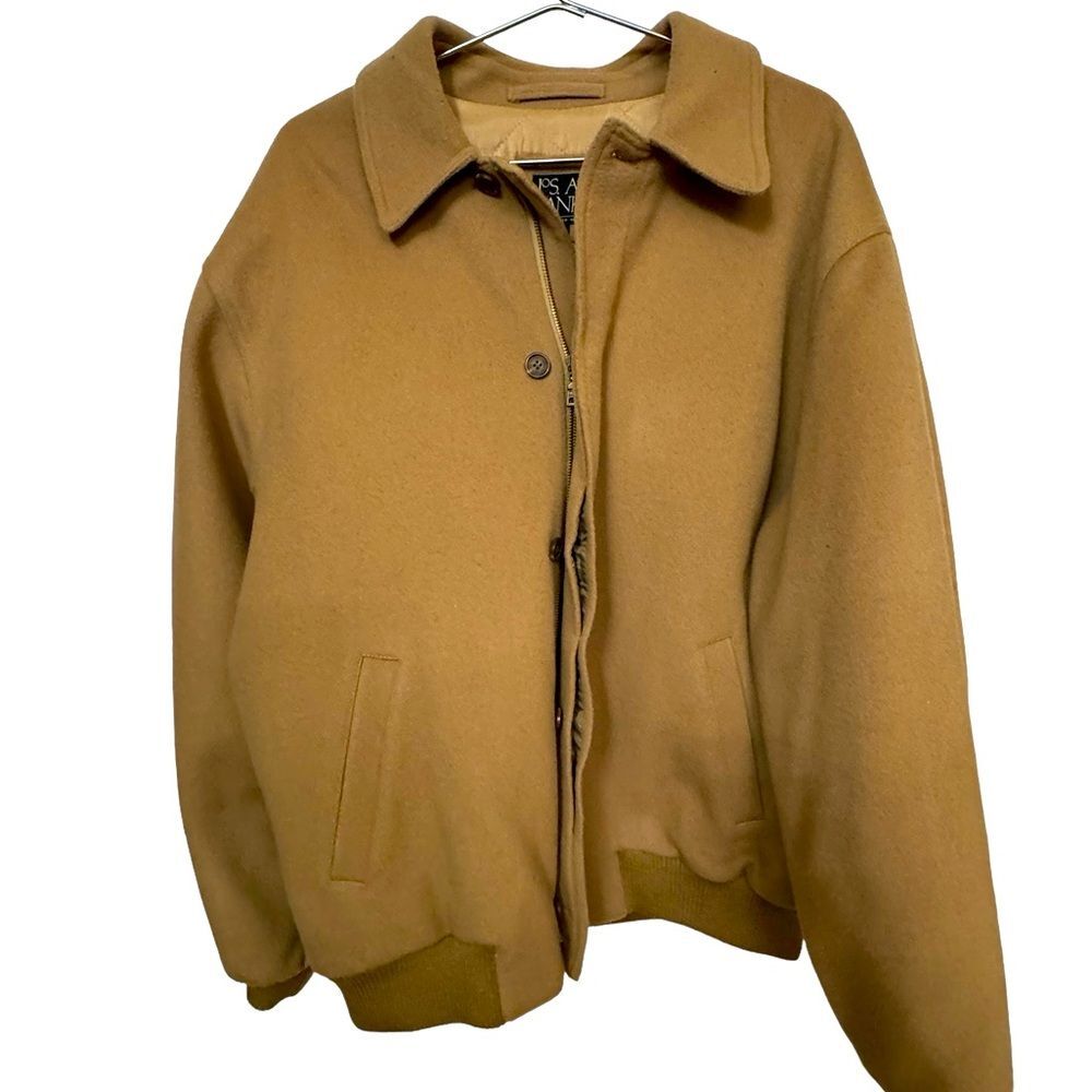Vintage Jos A Bank Tan Varsity Bomber Wool Quilted Men’s XL Jacket MSRP$375